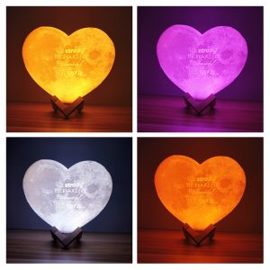 UnusualStandout Personalized Heart Photo Moon 3D Lamp 16 Colors