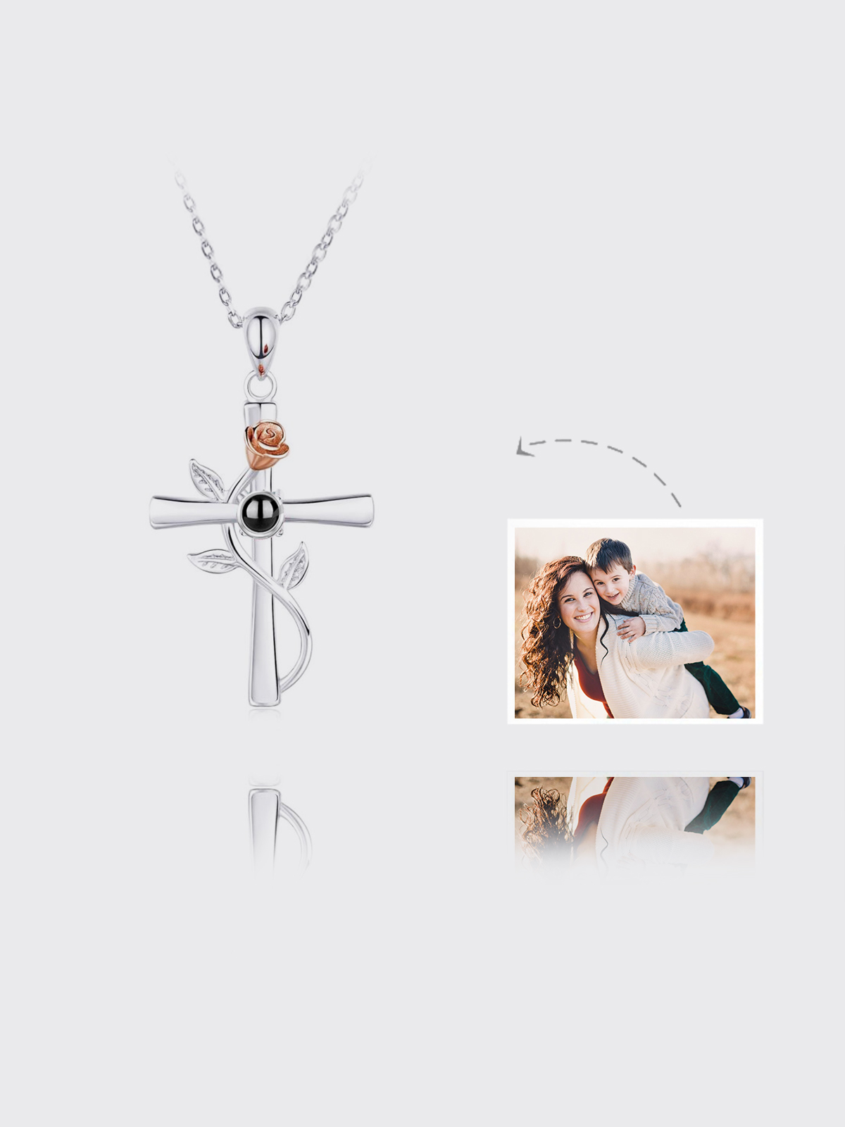 UnusualStandout #137 Personalized Photo Projection Necklace - Rose Flower