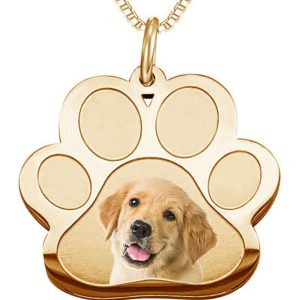 UnusualStandout #39 Personalized Photo Engraved Paw Print Pendant Necklace
