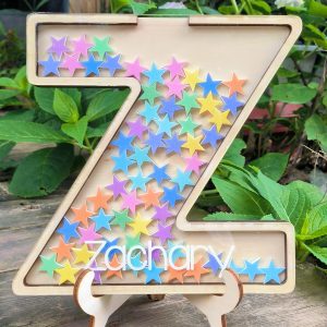 UnusualStandout #481 Custom Wooden Letter Reward Jar with Tokens