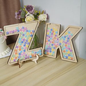 UnusualStandout #481 Custom Wooden Letter Reward Jar with Tokens