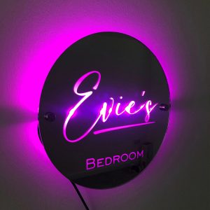 UnusualStandout #486 Personalised Name Round Mirror Light
