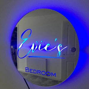 UnusualStandout #486 Personalised Name Round Mirror Light