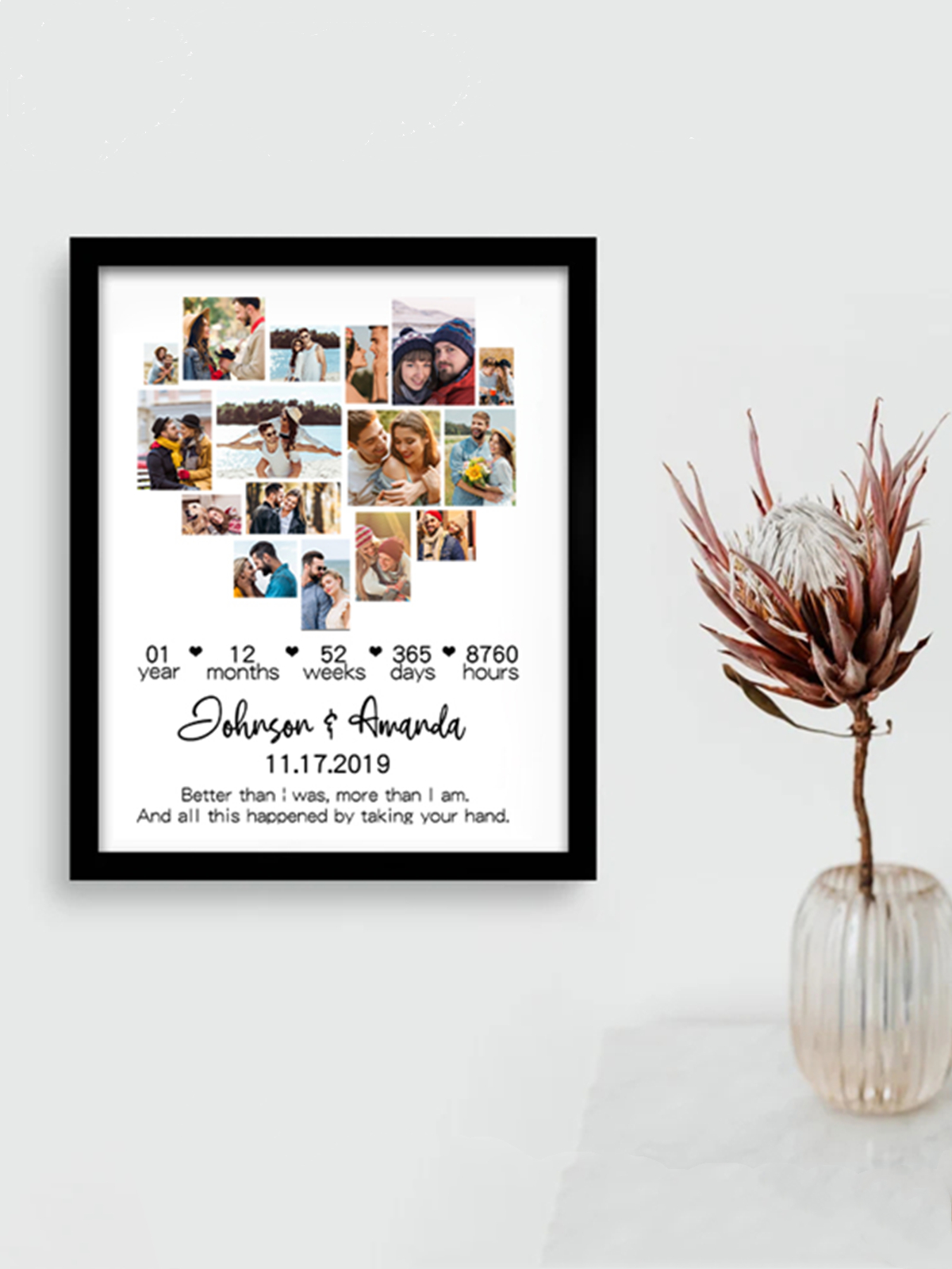 UnusualStandout #5 Custom First Anniversary Heart Photo Frame Gift