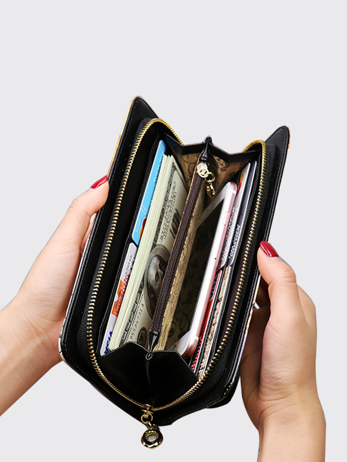 UnusualStandout #503 Personalized Photo Genuine Leather Purse - Large