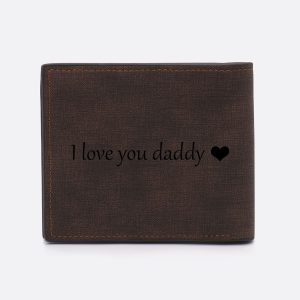 UnusualStandout #516 Personalized Photo Men's Wallet Dark Brown with Name