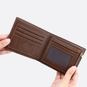 UnusualStandout #521 Personalized Leather Tri-fold Wallet With Dad's Heart Linked Together