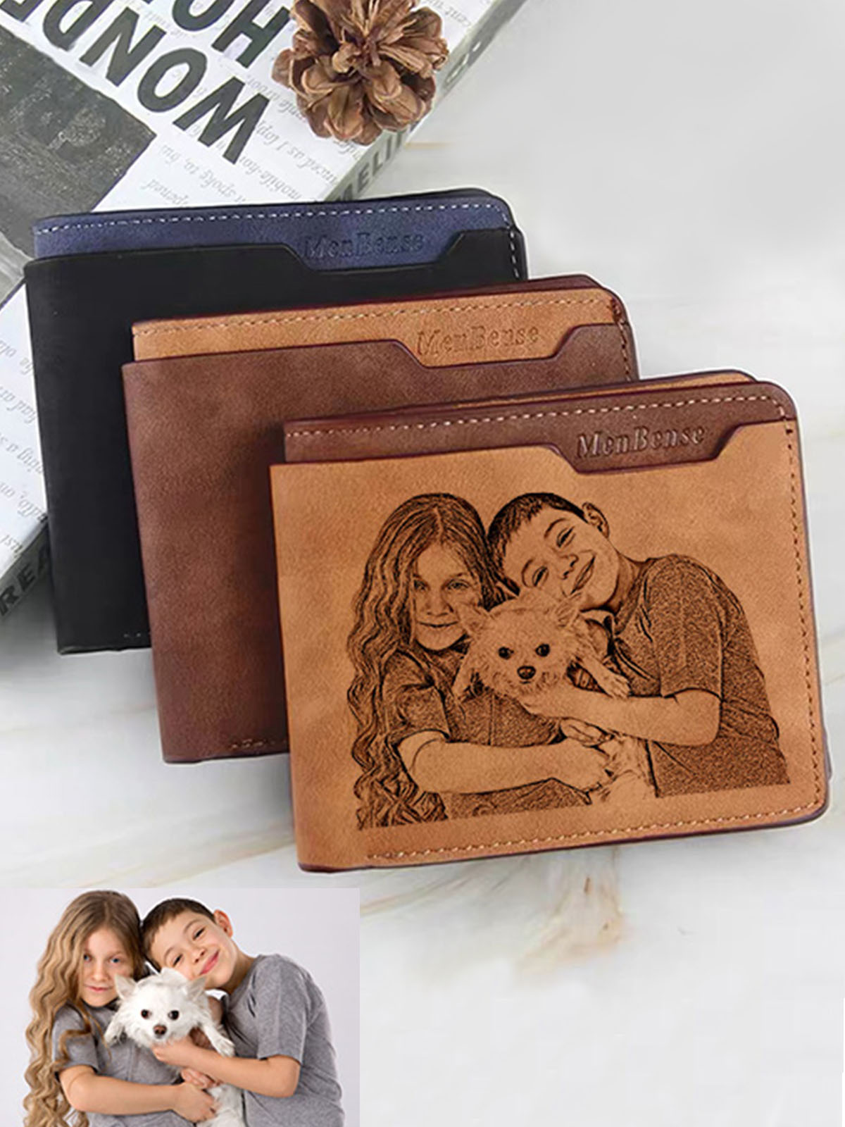UnusualStandout #533 Personalized Photo Men's Waterproof Trifold Wallet