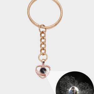 UnusualStandout #611 Personalized Heart Photo Projection Keychain