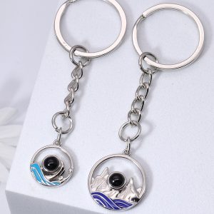 UnusualStandout #622 Personalized Couple Picture Projection Keychain,Couple Keychain Set