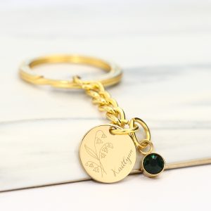 UnusualStandout #625 Personalized Birthflower Birthstone Keychain