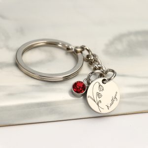 UnusualStandout #625 Personalized Birthflower Birthstone Keychain