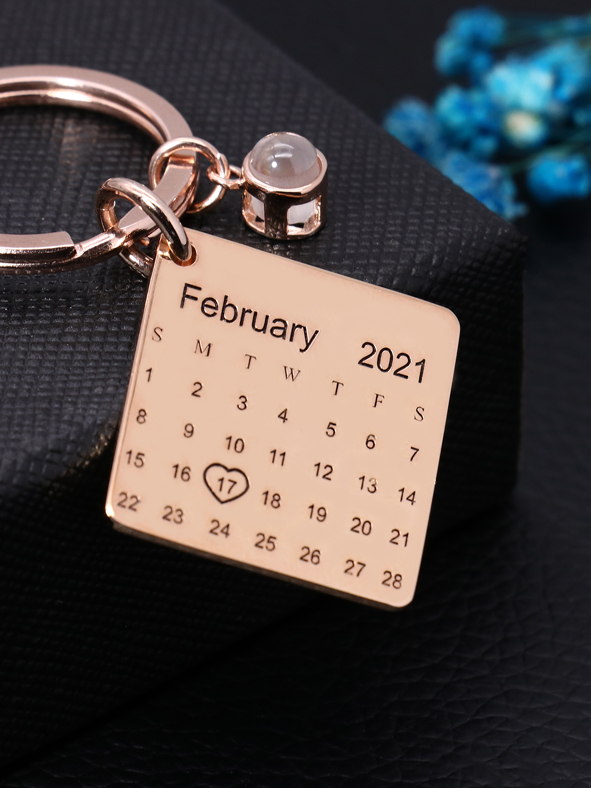 UnusualStandout #633 Personalized calendar keychain,photo projection keychain,anniversary date keychain,custom date keychain