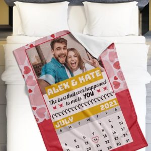 UnusualStandout #659 Personalized Name Anniversary Date Blanket For Couple