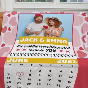 UnusualStandout #659 Personalized Name Anniversary Date Blanket For Couple