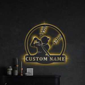 UnusualStandout #703 Personalized Softball Sign With LED Light