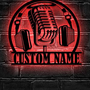 UnusualStandout #713 Personalized Music Audio Studio Metal Wall Art LED Light