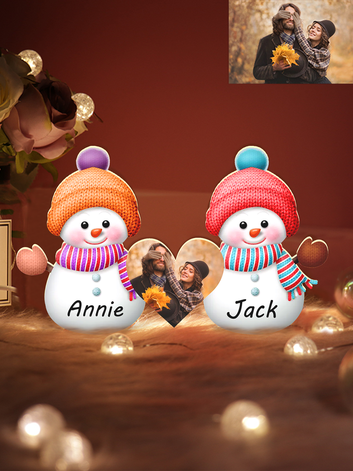 UnusualStandout #765 Personalized Photo Christmas Snowman Night Lights