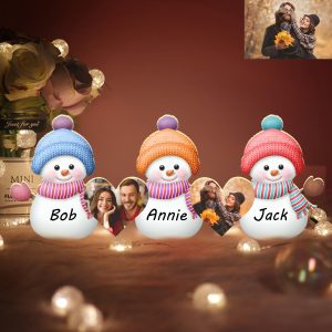 UnusualStandout #765 Personalized Photo Christmas Snowman Night Lights
