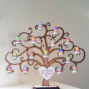 UnusualStandout #801 Personalized Wooden Christmas Snowman Family Tree Decoration